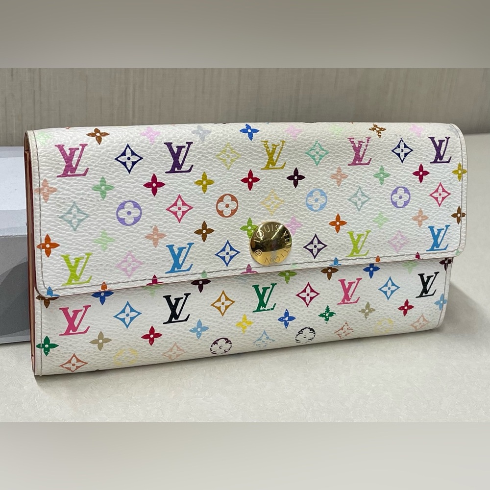 Louis Vuitton White Multicolor Monogram Wallet